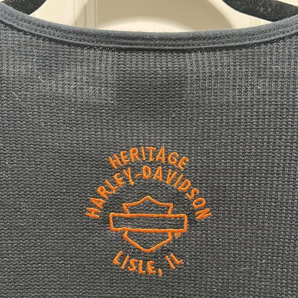 Vintage Harley Davidson Long Steve ribbed waffle knit embroidered black Henley - Picture 4 of 11